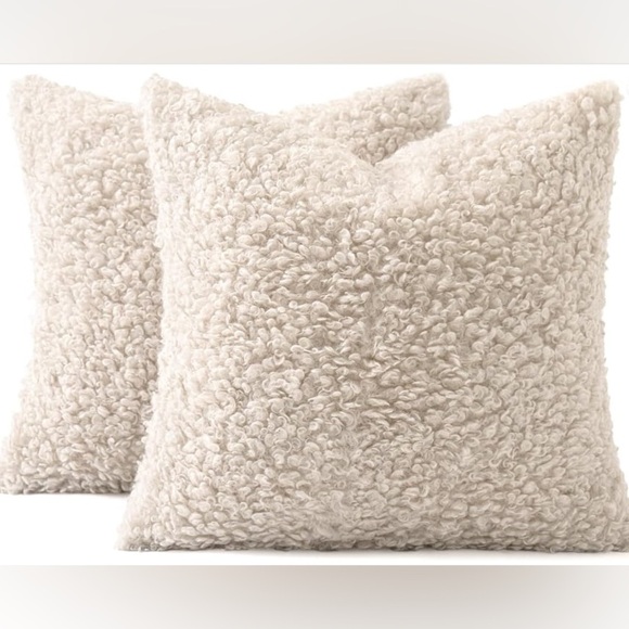 Throw Pillow Covers with Inserts - Teddy Wool Textured Covers & Insert. Set. - Picture 1 of 6